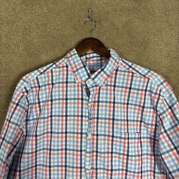 Vineyard Vines Murray Shirt Mens‎ XL Blue/Pink Gingham Check Stretch Classic Fit - Picture 2 of 8